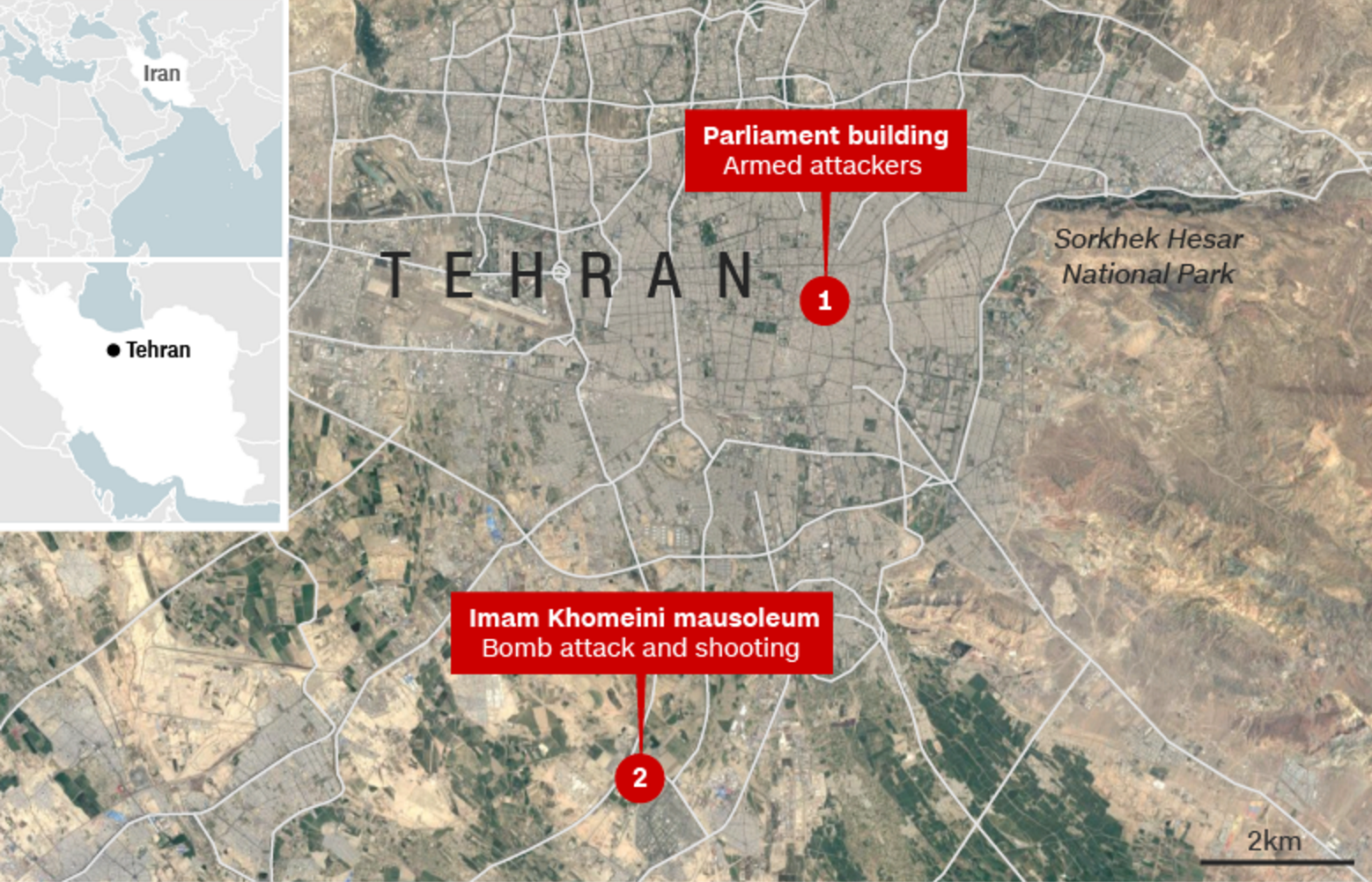 12 Dead, 42 Injured in Two ISIS Suicide Attacks in Tehran